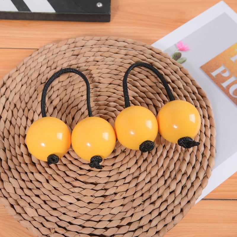 MGTECH 2 Pairs Aslatua Shakers, Kashaka Musical Percussion Instrument African Asalato Shaker Rhythmic Balls, Yellow - Image 4